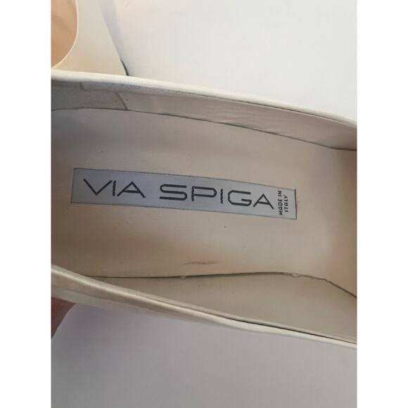 VIA SPIGA CREAM WHITE OPEN TOE WOMENS HEELS SIZE 7 1/2 B - Picture 9 of 12